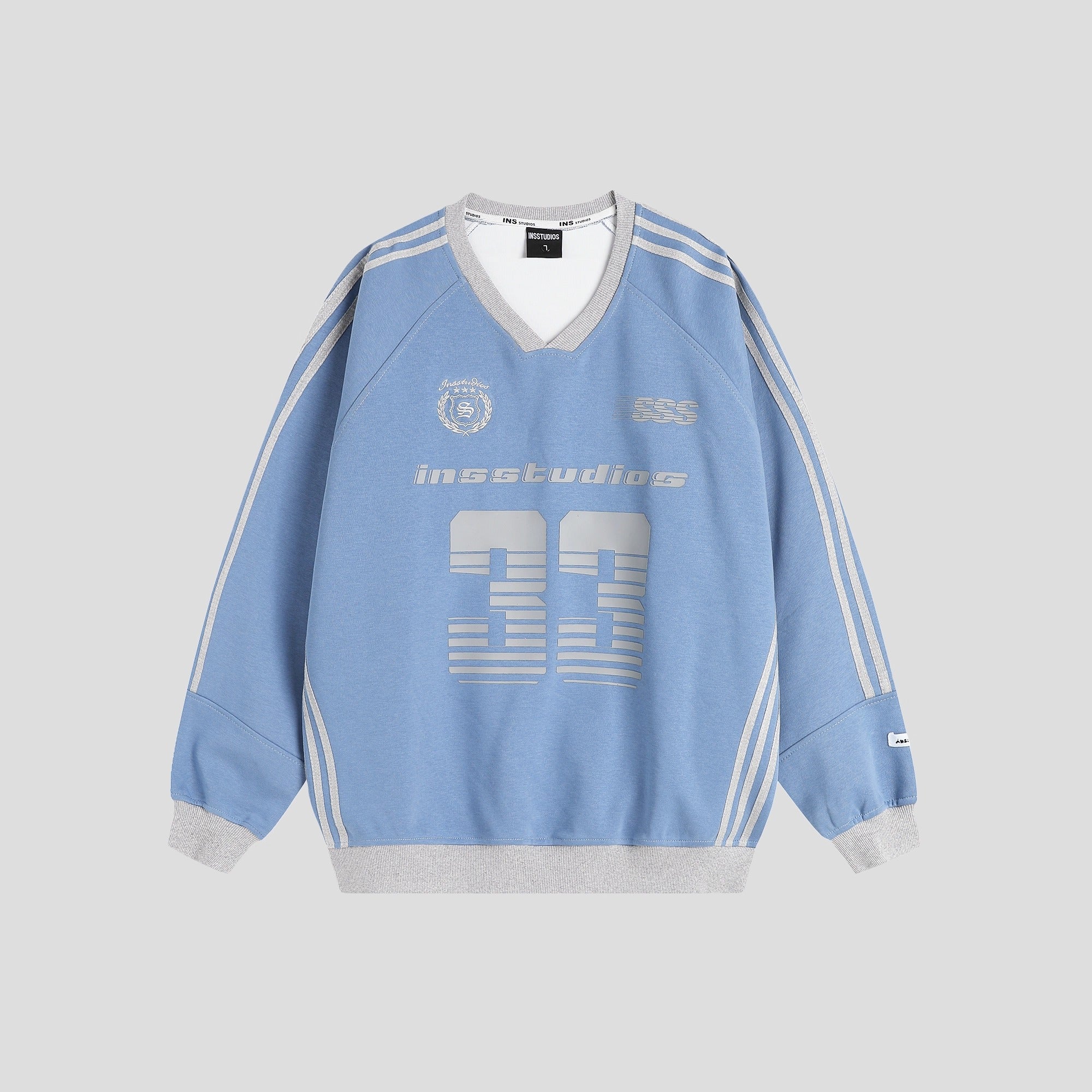 V-Neck Striped Jersey Sweatshirt IN7075