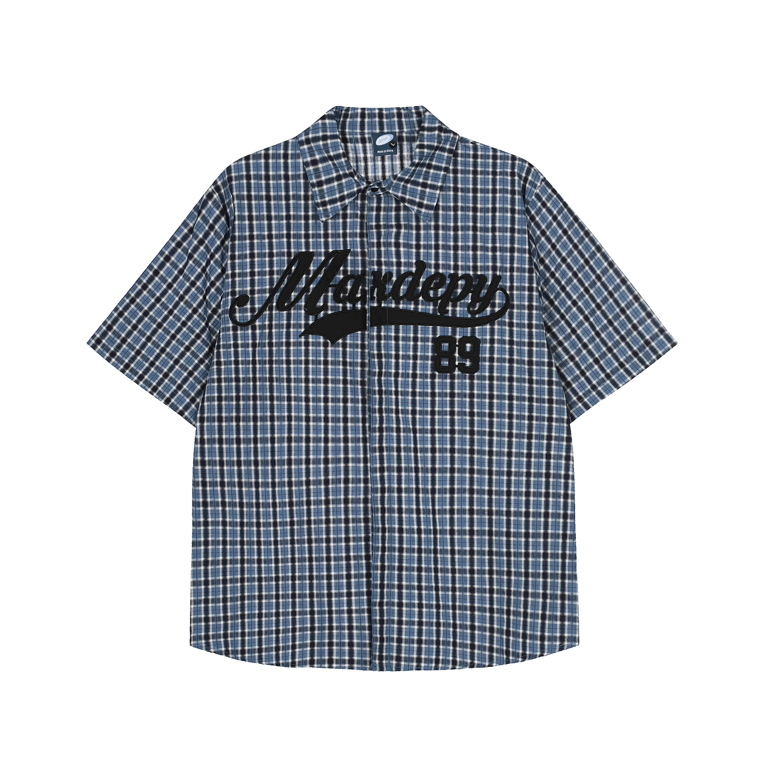 Embroidery Letter Plaid Shirt EAT172