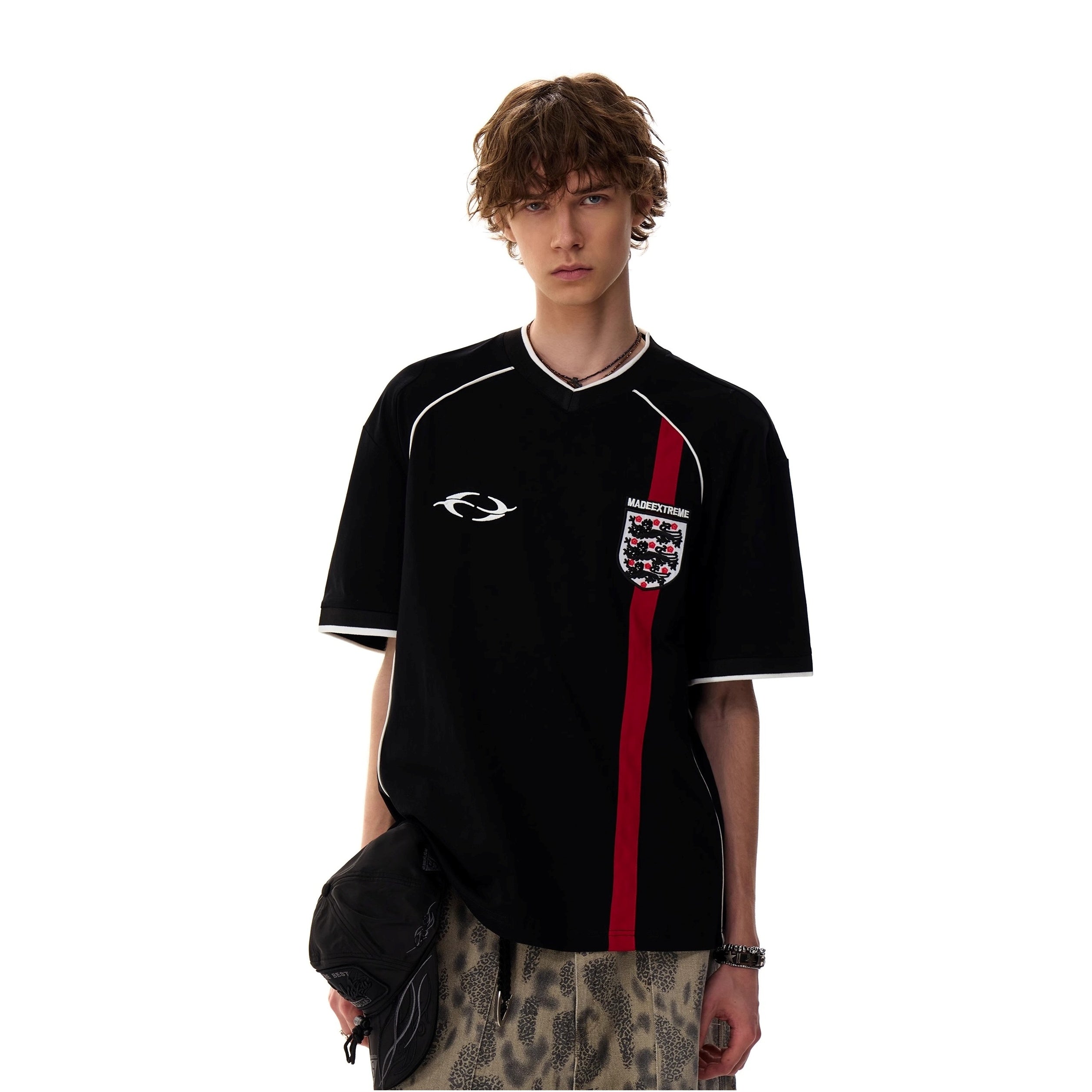 V-Neck Sporty Uniform Design T-shirt MR052