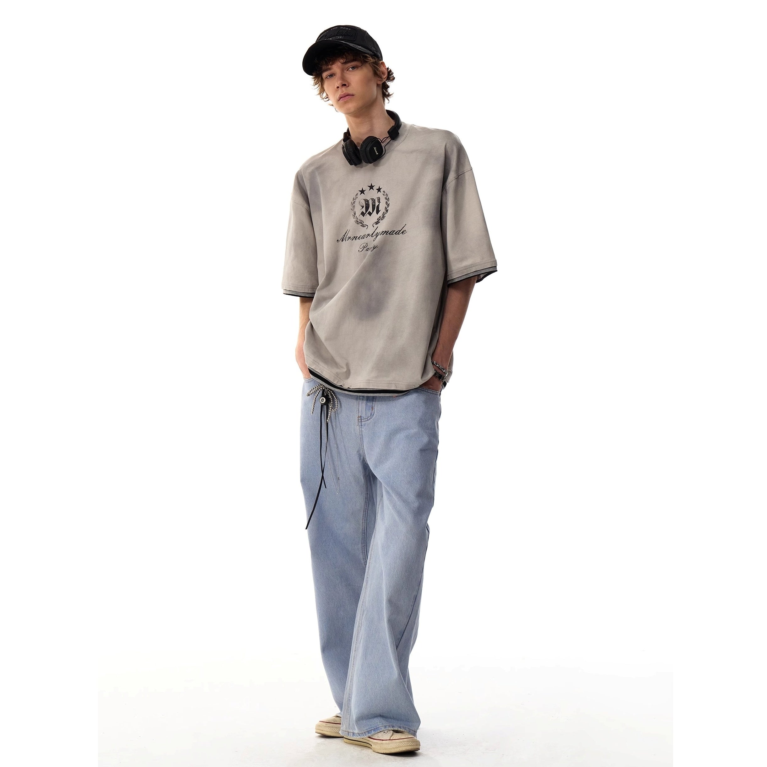 Alphabet Print Fake Two T-Shirt MR056