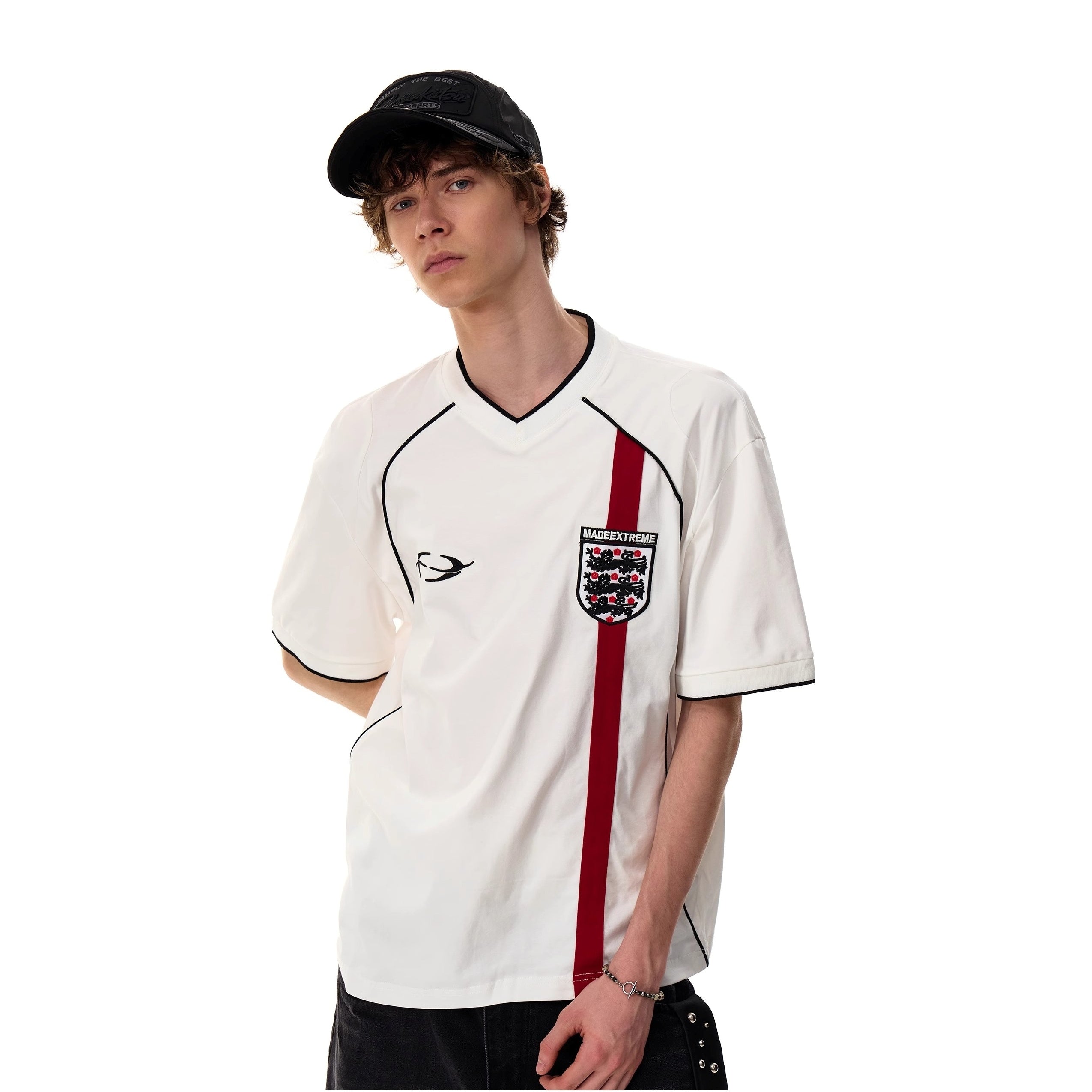 V-Neck Sporty Uniform Design T-shirt MR052
