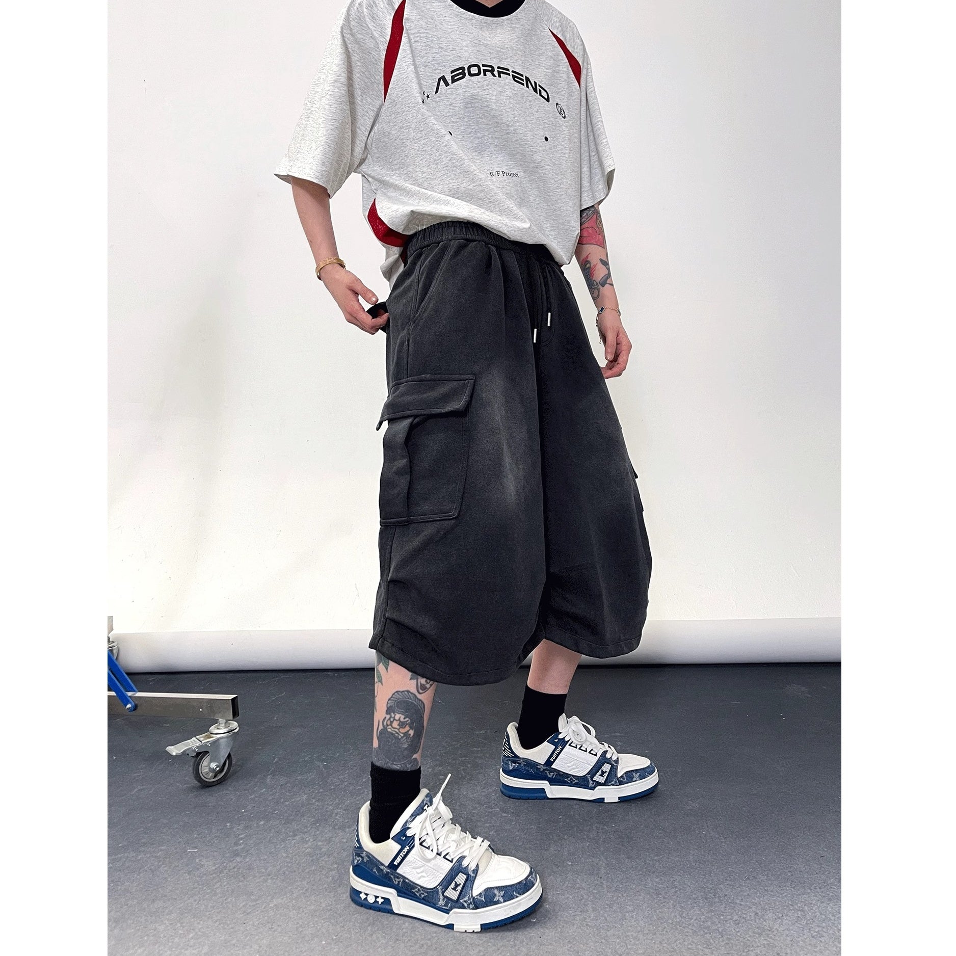 Pleated Wash Wide Cropped Cargo Pants EAT171