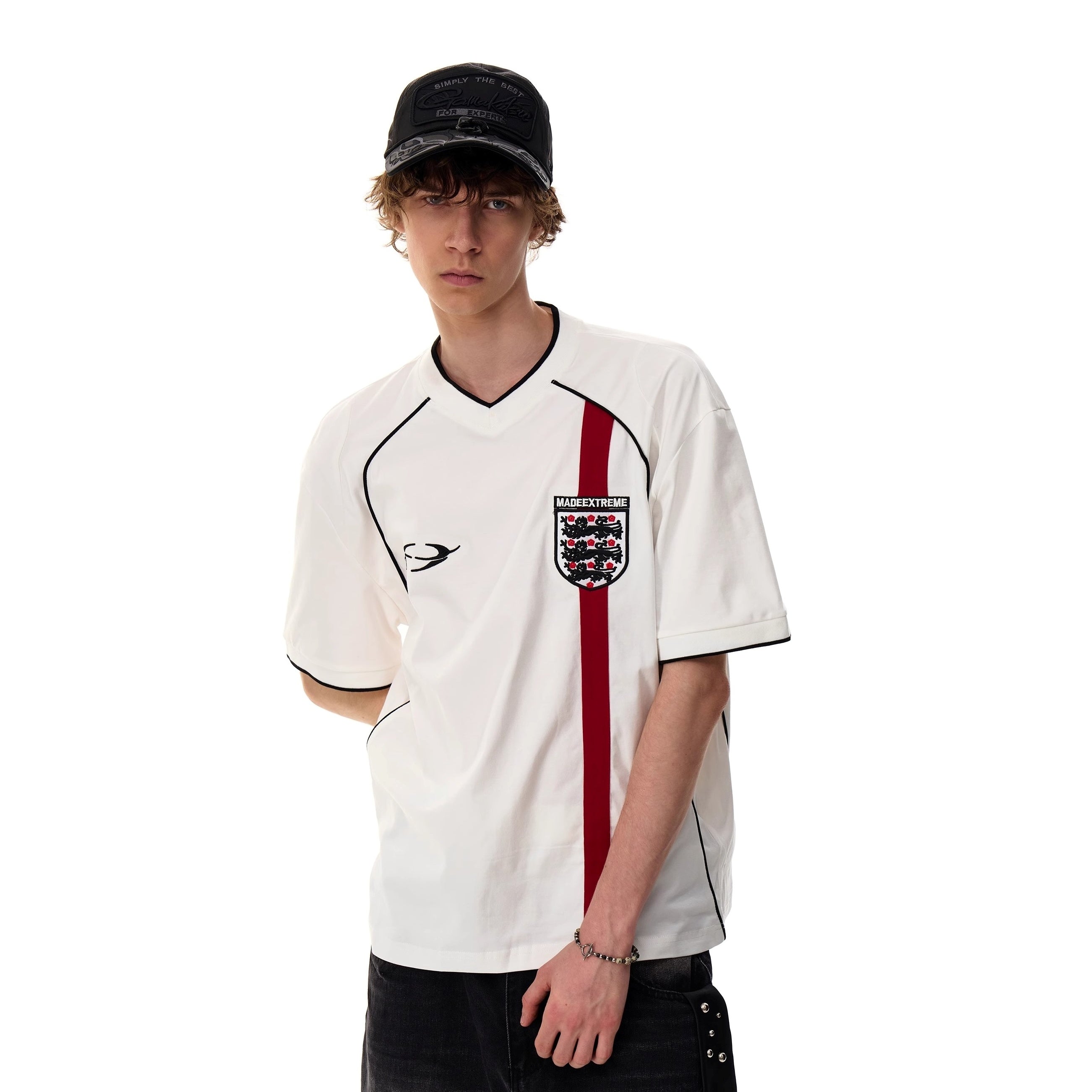V-Neck Sporty Uniform Design T-shirt MR052