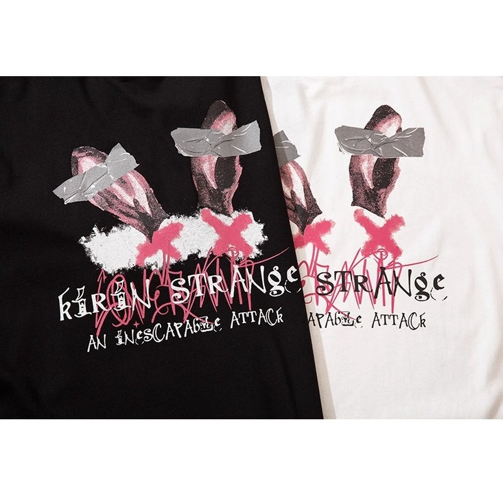 Bunny Girl Print Loose T-shirt NH7008