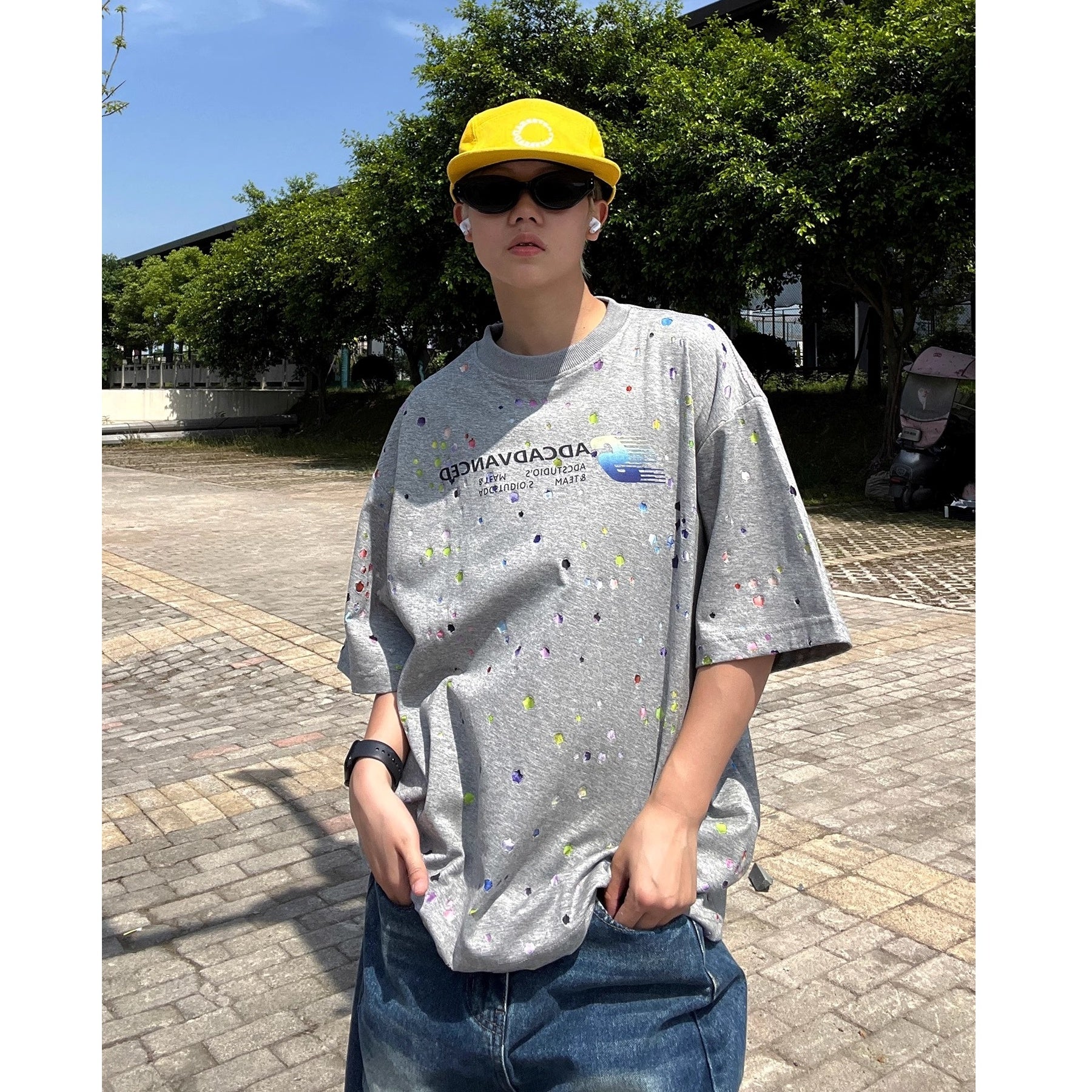 Colorful Paint Dot Print T-shirt EAT174