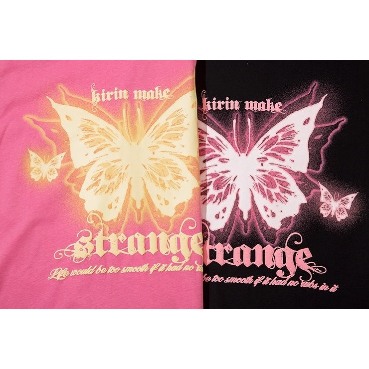 Neck Chain Butterfly Print T-shirt NH7005