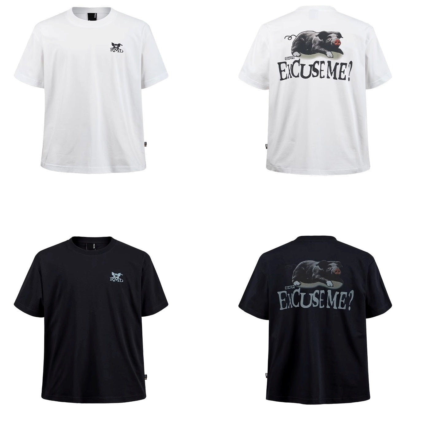 Funny Black Pig Print T-shirt MB7358