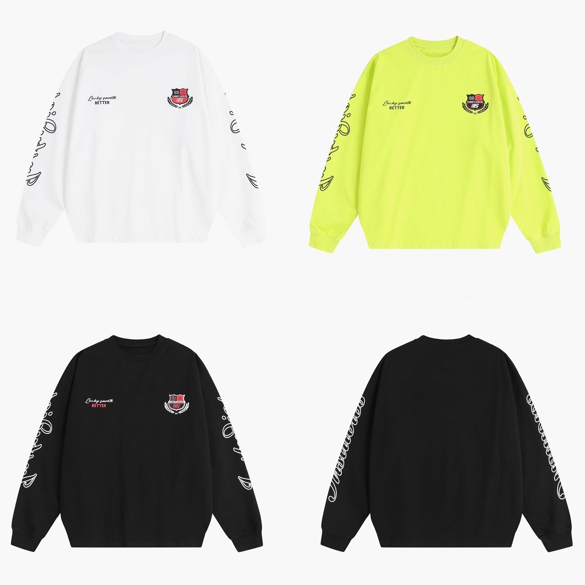 Retro Badge Print LOGO Long Sleeve T-Shirt IN7072