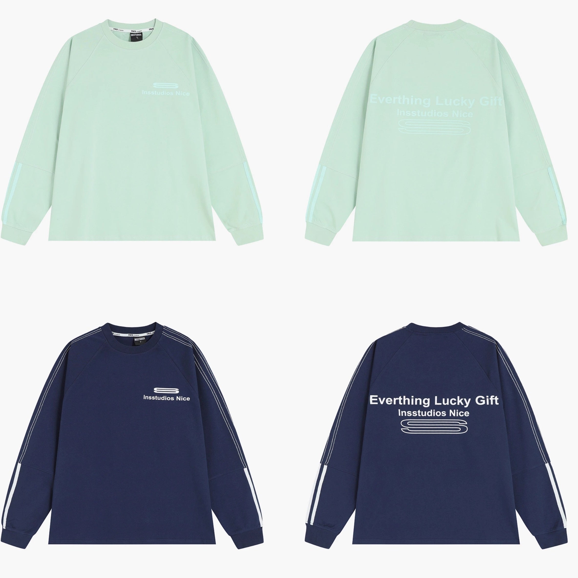 Dotted Line Three Bars LOGO Raglan Long Sleeve T-Shirt IN7071