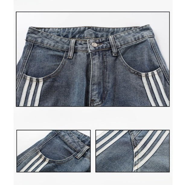 Three-bar Striped Wash Curve Jeans IN7060