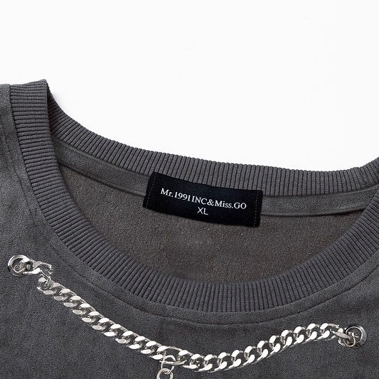 Neck Chain Loose Graphic Sleeveless T-shirt NH7003