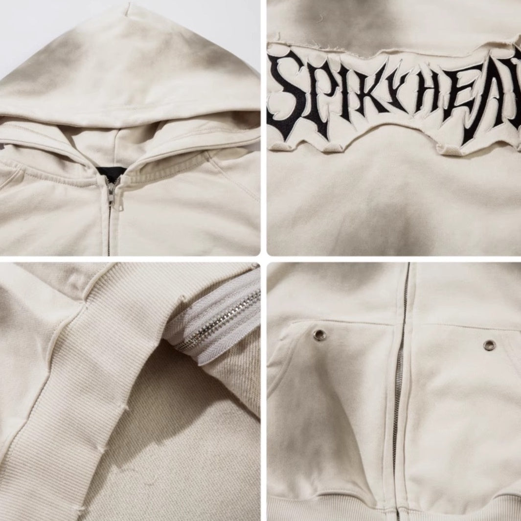 Vintage Distressed Hooded Zip-up Jacket MB7376