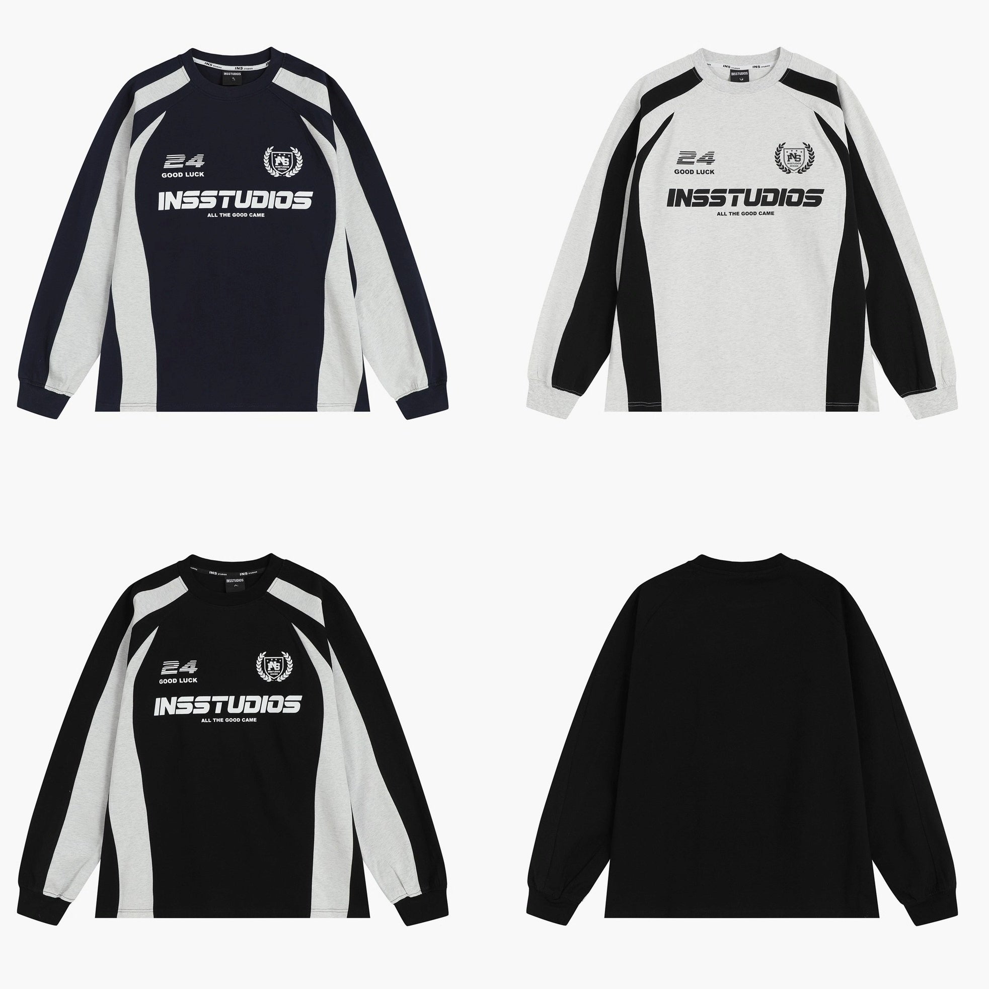 Contrasting Stitching Racing LOGO Long Sleeve T-shirt IN7074