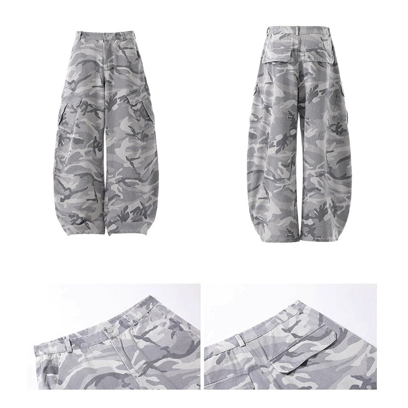 Camouflage Wide Leg Curve Cargo Pants BL1019