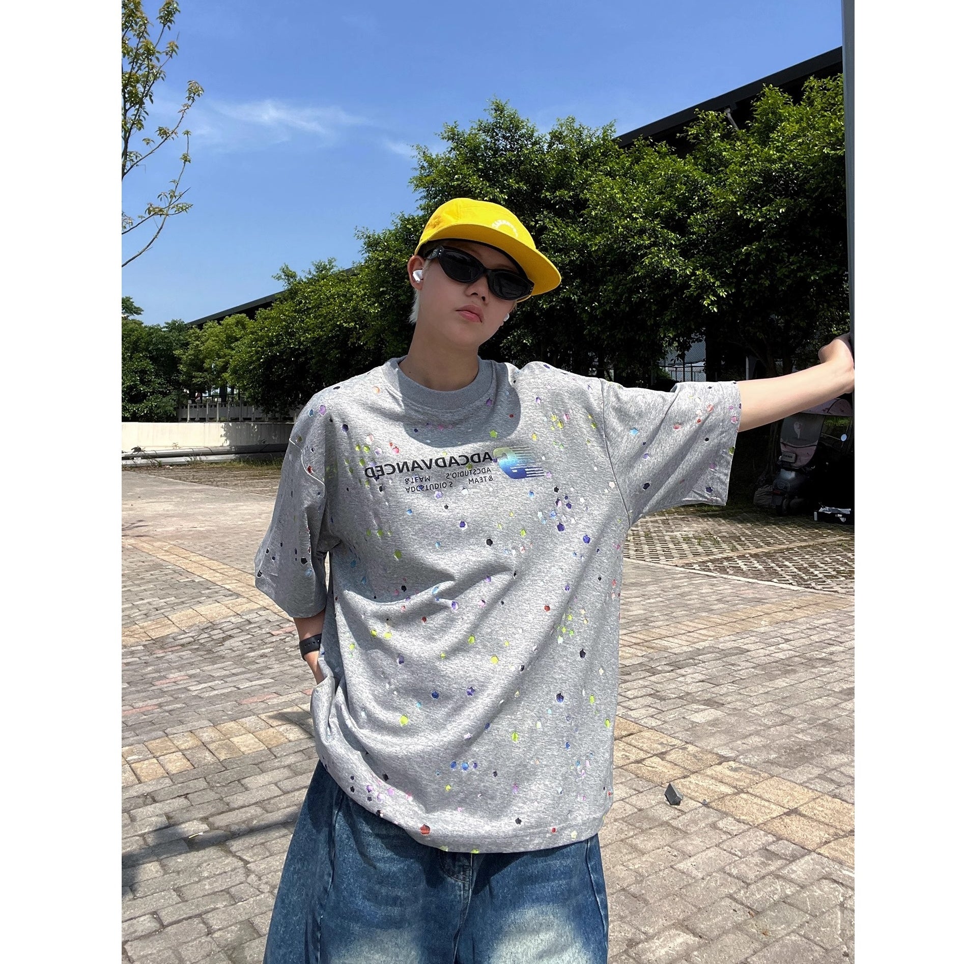 Colorful Paint Dot Print T-shirt EAT174