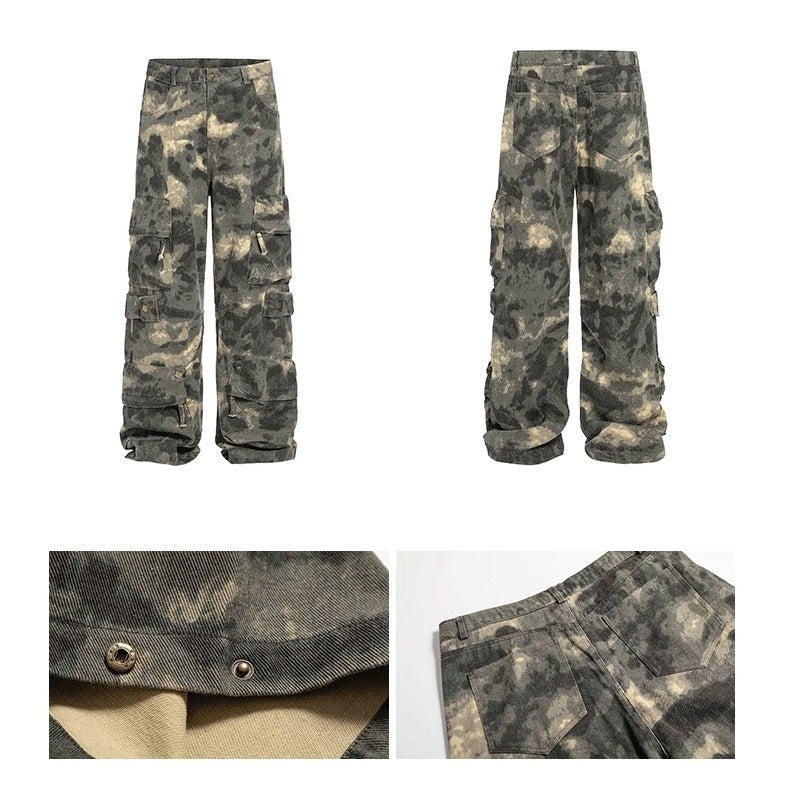 Wide Straight Camouflage Cargo Pants BL1027