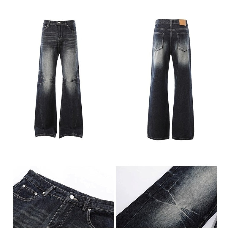 Vintage Washed Whiskers Flared Jeans BL1010