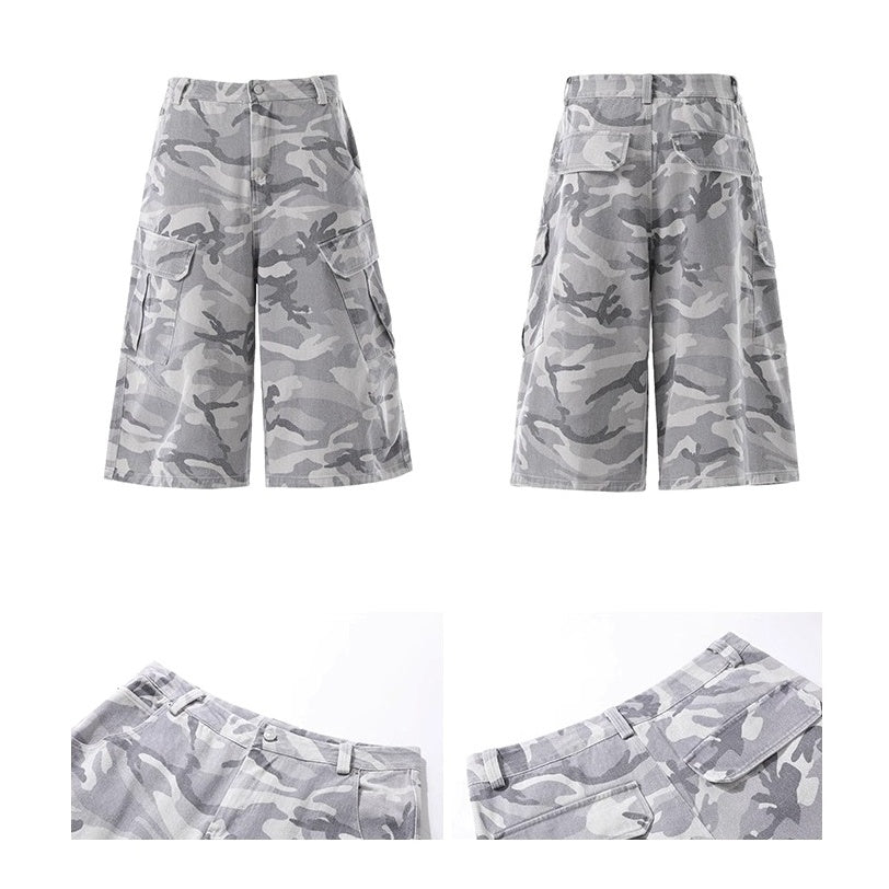 Camouflage Cropped Wide Cargo Pants BL1014