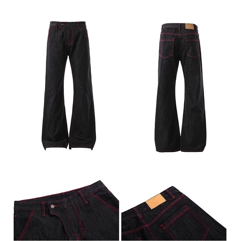 Red-trimmed Stitch Curve Jeans BL1012