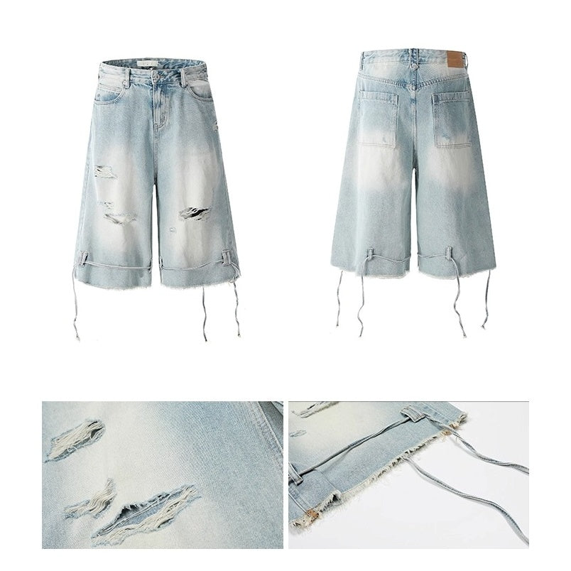 Retro Wash Code Accent Ripped Cropped Jeans BL1025
