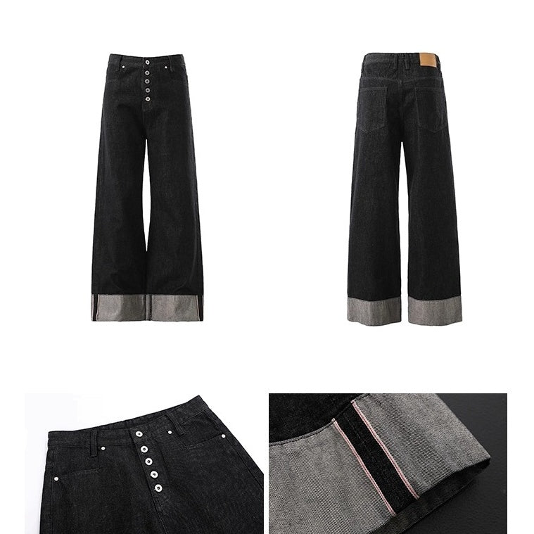 Breasted Red Ear Wide Jeans BL1013