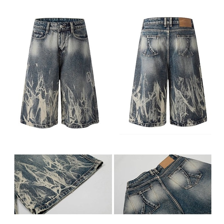 Lightning Wash Denim Loose Cropped Pants BL1049