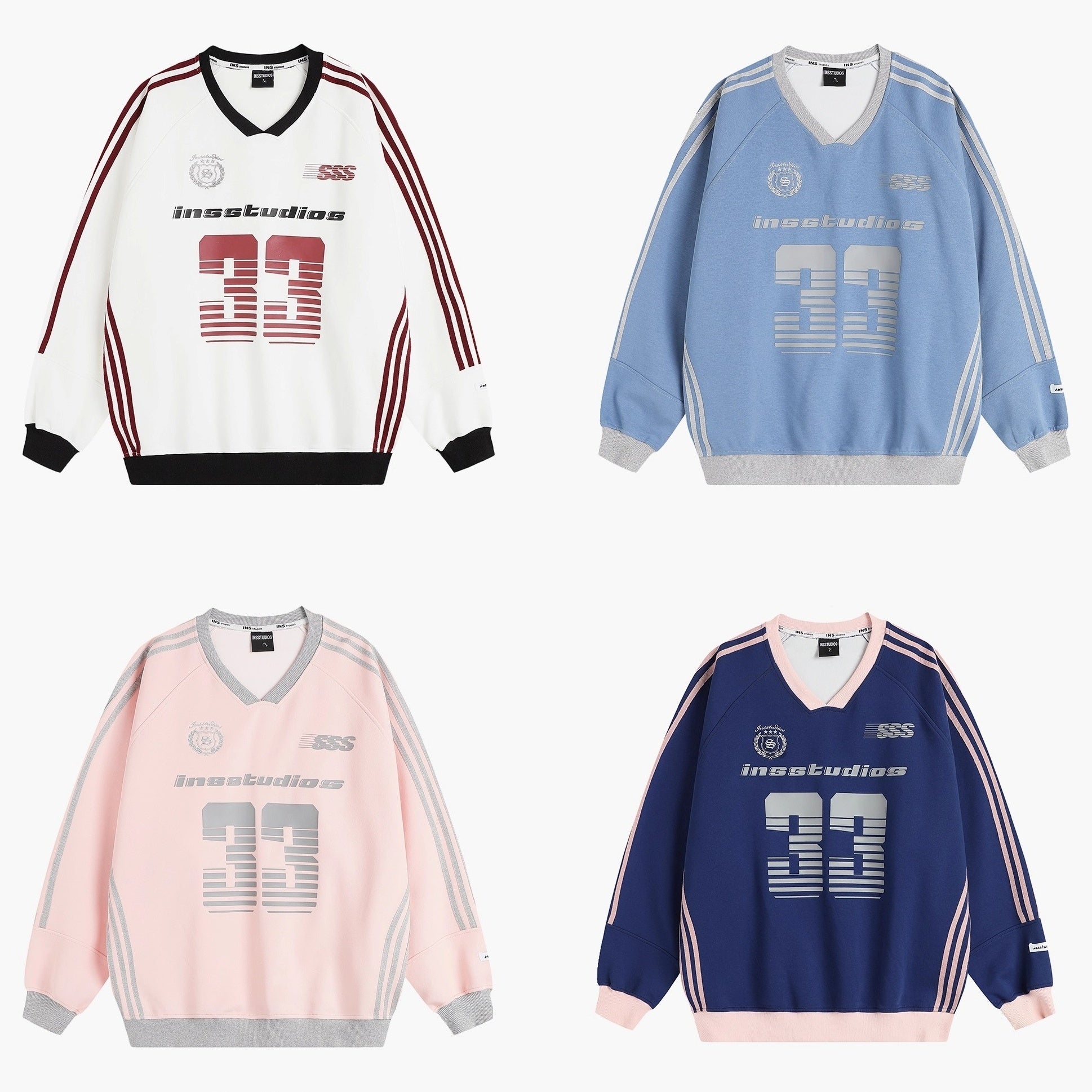 V-Neck Striped Jersey Sweatshirt IN7075