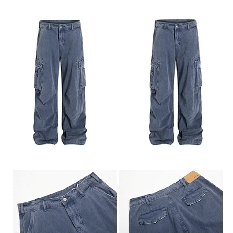 Vintage Wash Wide-leg Cargo Pants BL1007