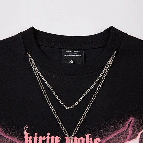 Neck Chain Butterfly Print T-shirt NH7005