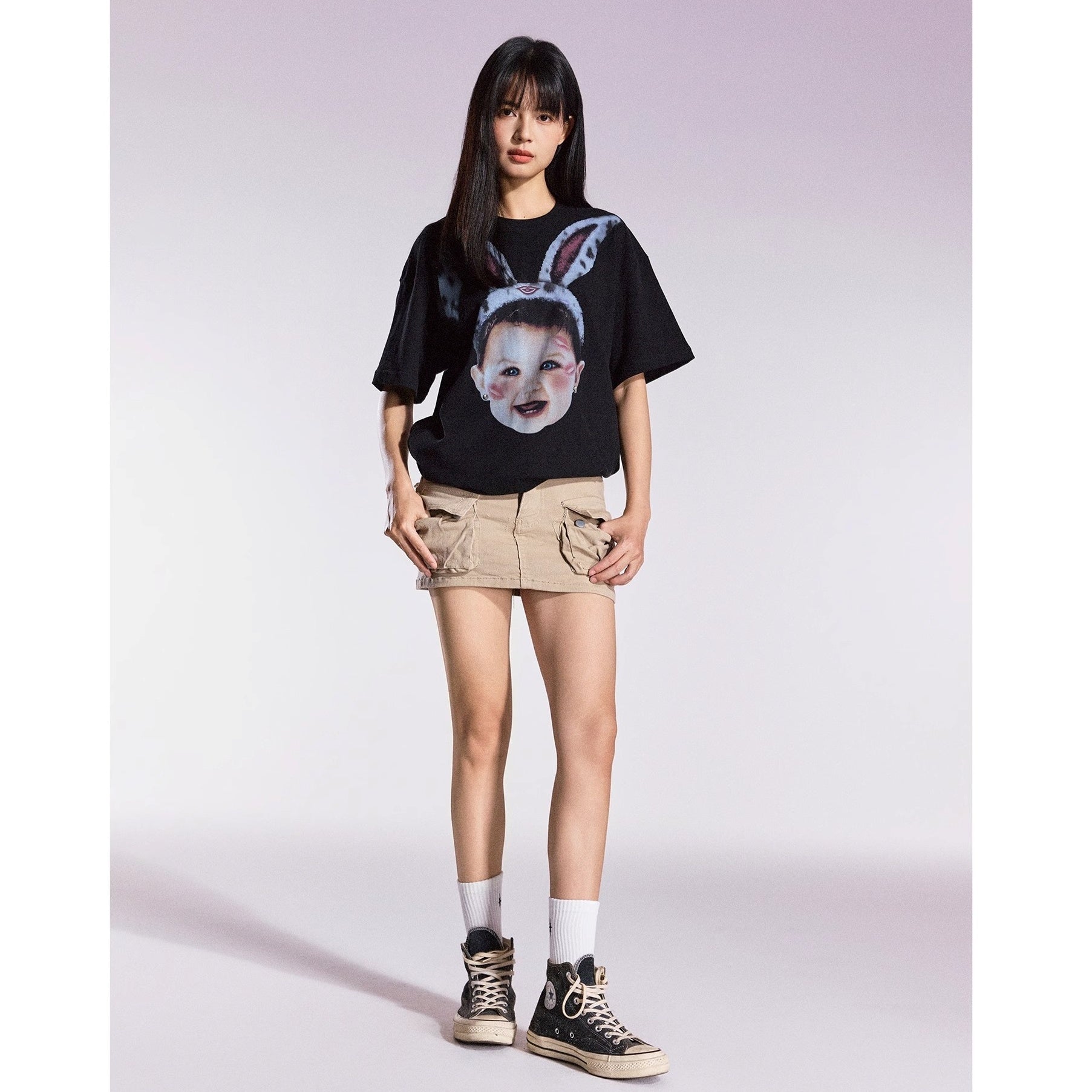 Fun Rabbit Treasure Print T-shirt MB7359