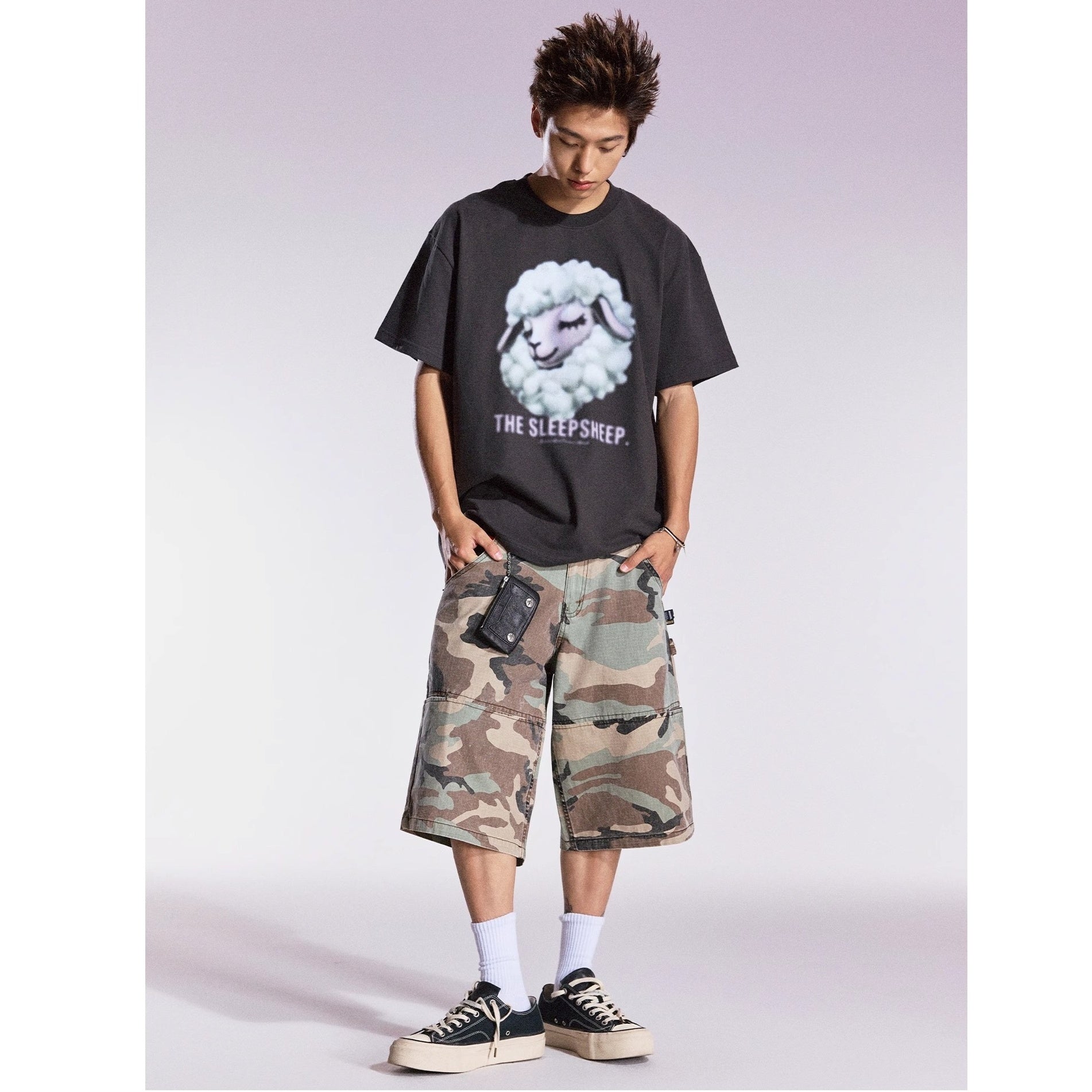 Cartoon Sheep Print T-shirts MB7366