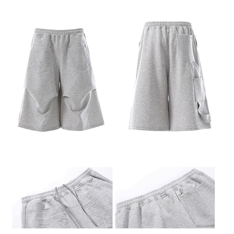 Pleated Sport Wide-Leg Sweat Half Pants BL1022