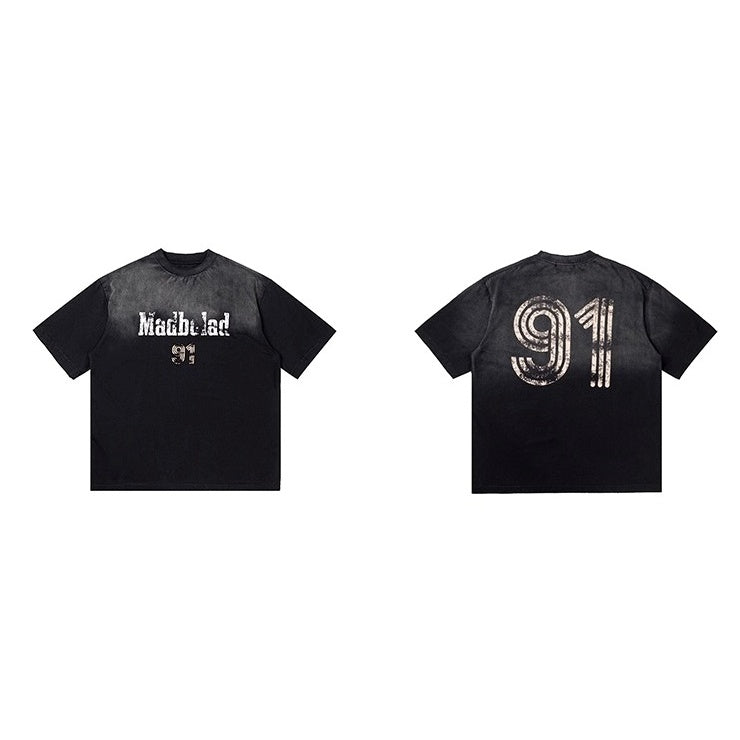 Distressed Washed Printed T-shirt BL1046