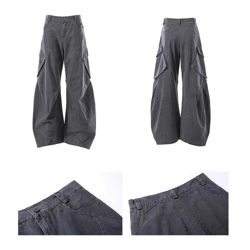 Switching Casual Loose Cargo Curve Pants BL1020
