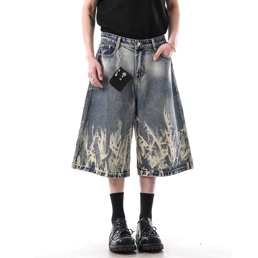 Lightning Wash Denim Loose Cropped Pants BL1049
