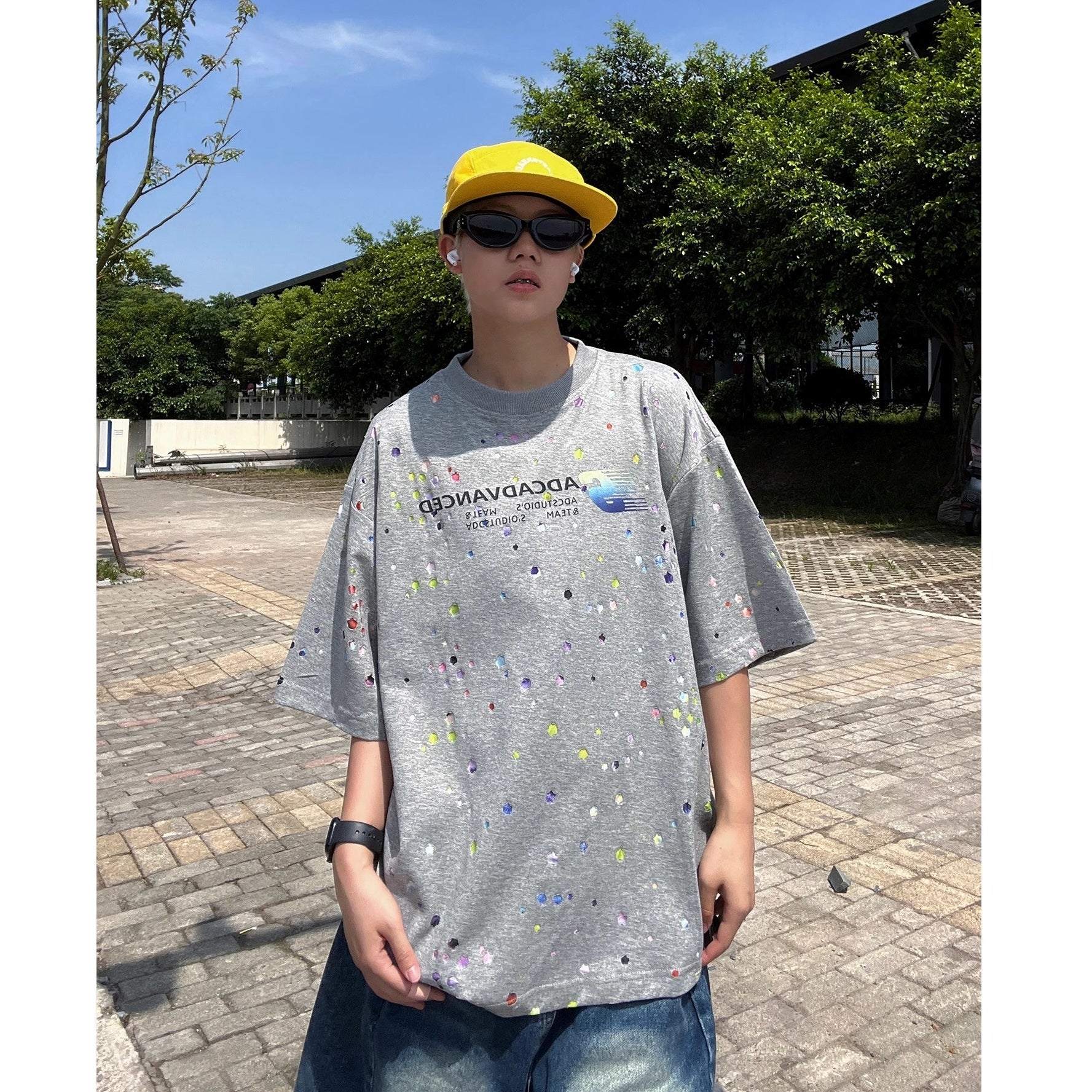 Colorful Paint Dot Print T-shirt EAT174
