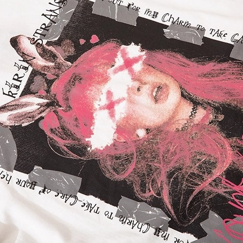 Bunny Girl Print Loose T-shirt NH7008