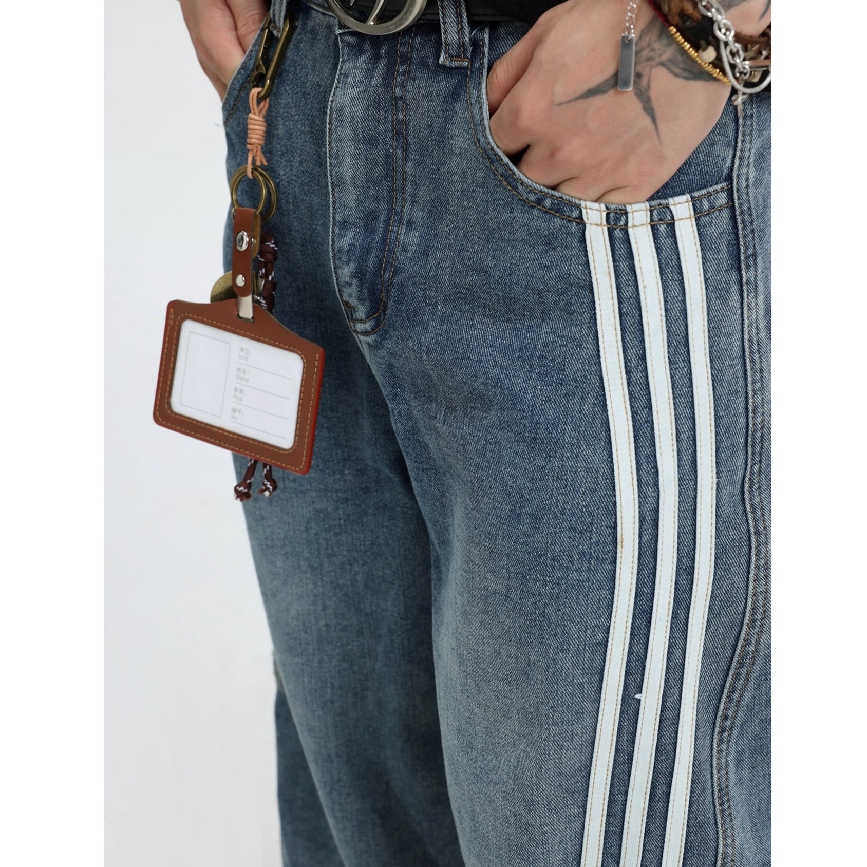 Three-bar Striped Wash Curve Jeans IN7060