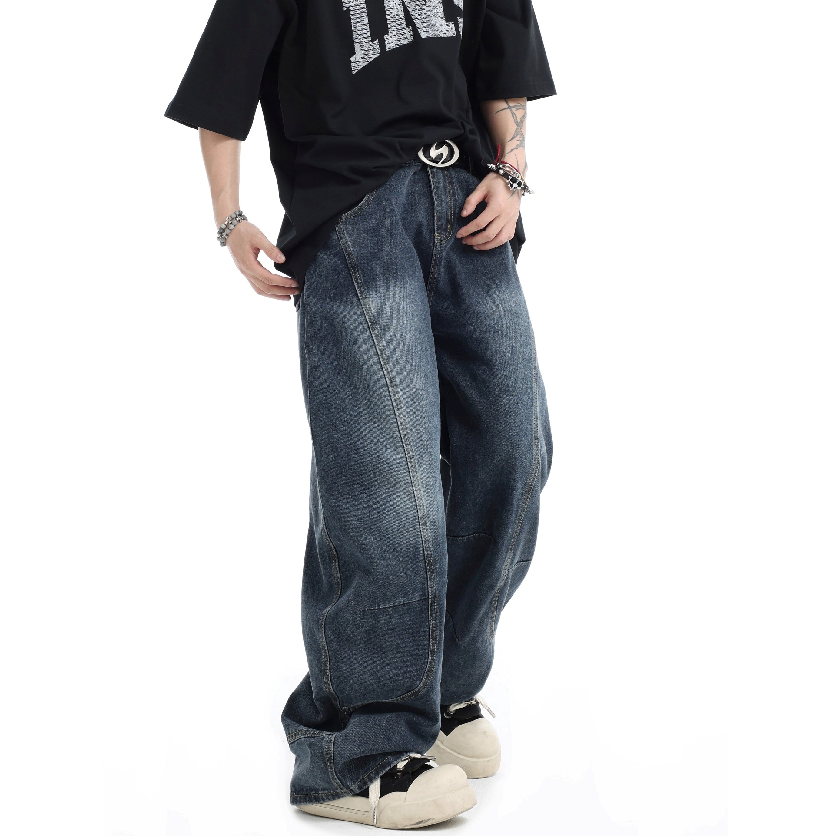Vintage Gradient Washed Panel Curve Jeans IN7065