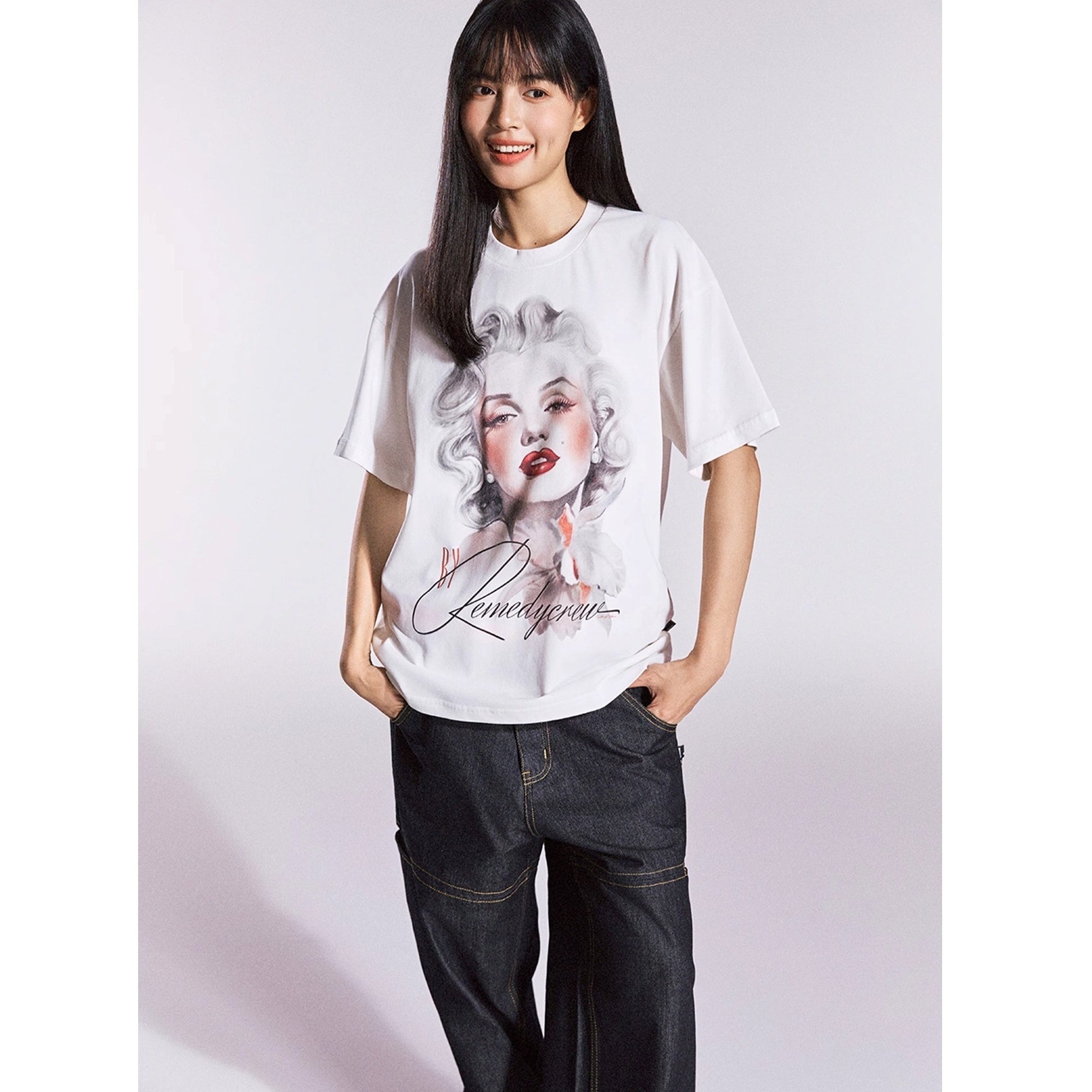 Monroe Retro Loose Crew Neck T-shirt MB7356