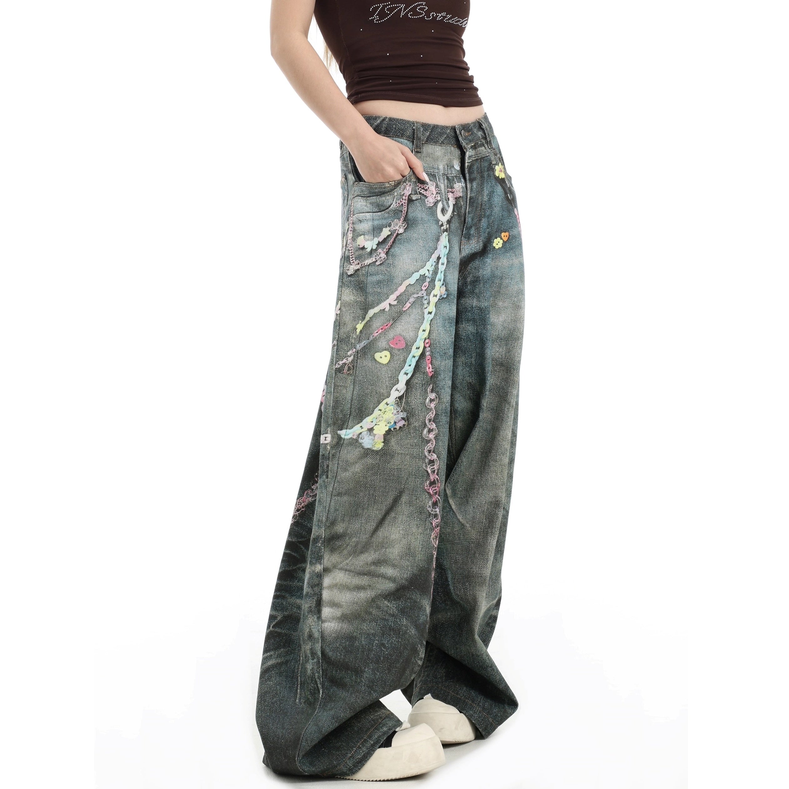 Direct Spray Candy Chain Print Jeans IN7061