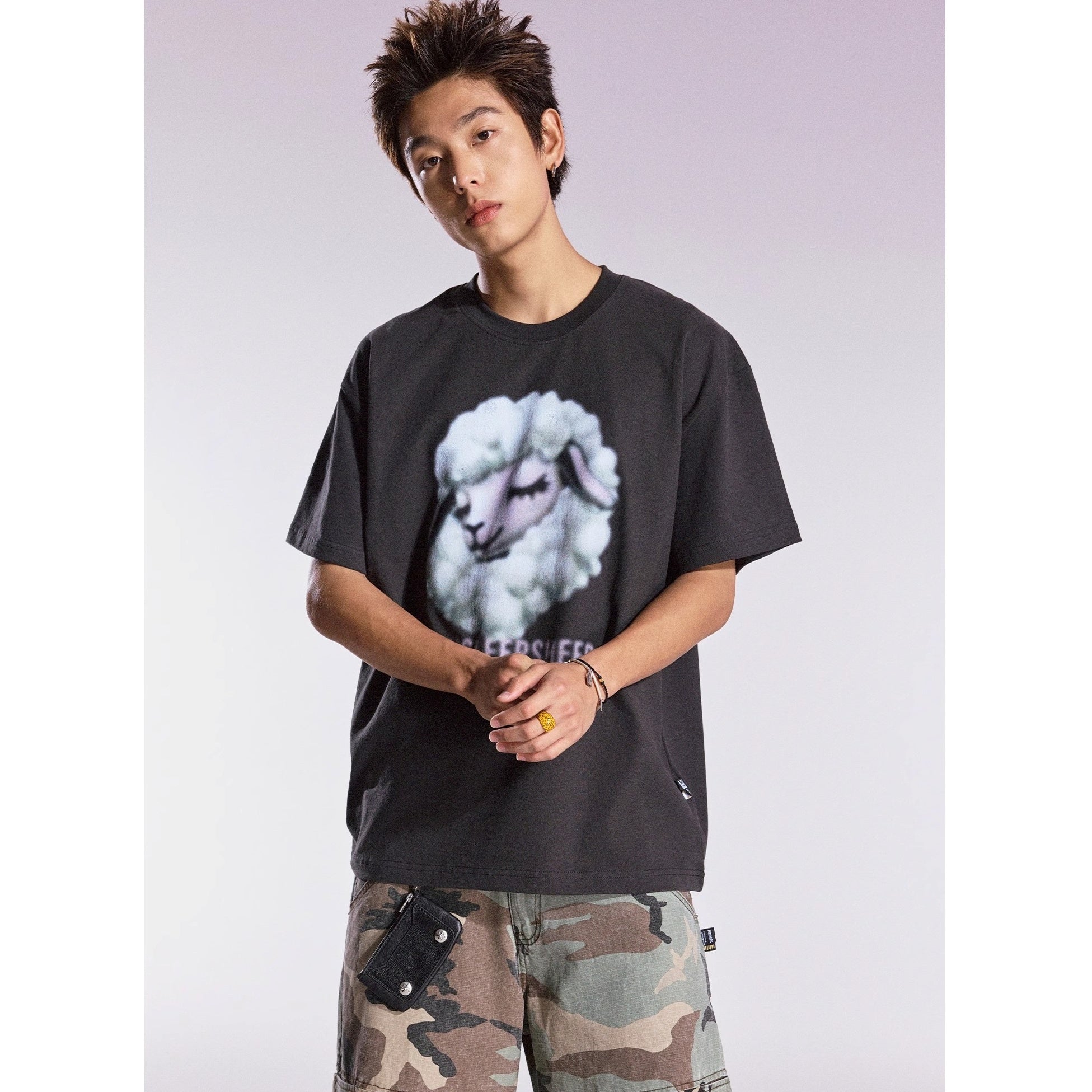 Cartoon Sheep Print T-shirts MB7366