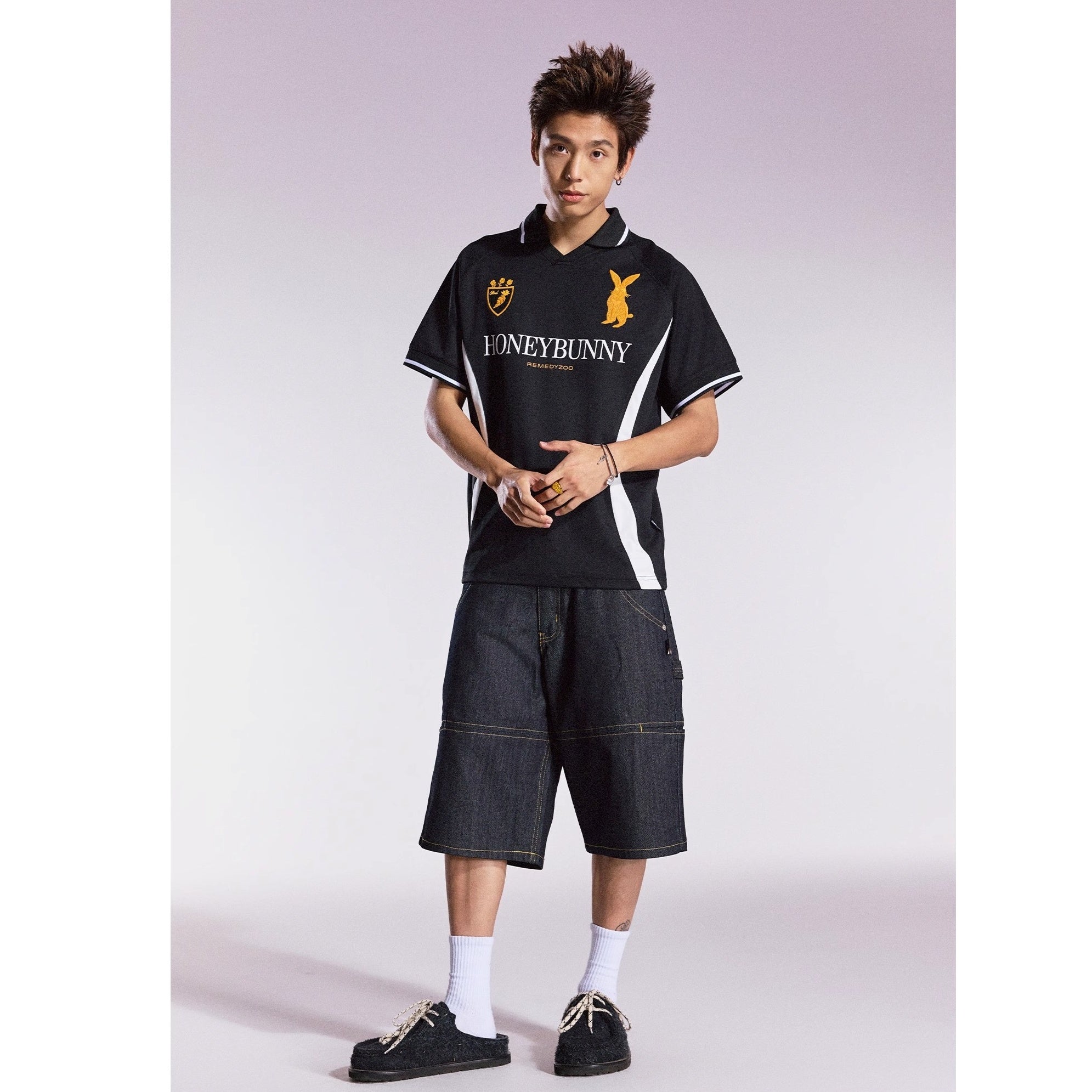 Honey Bunny Embroidery Polo Collar T-shirt MB7364