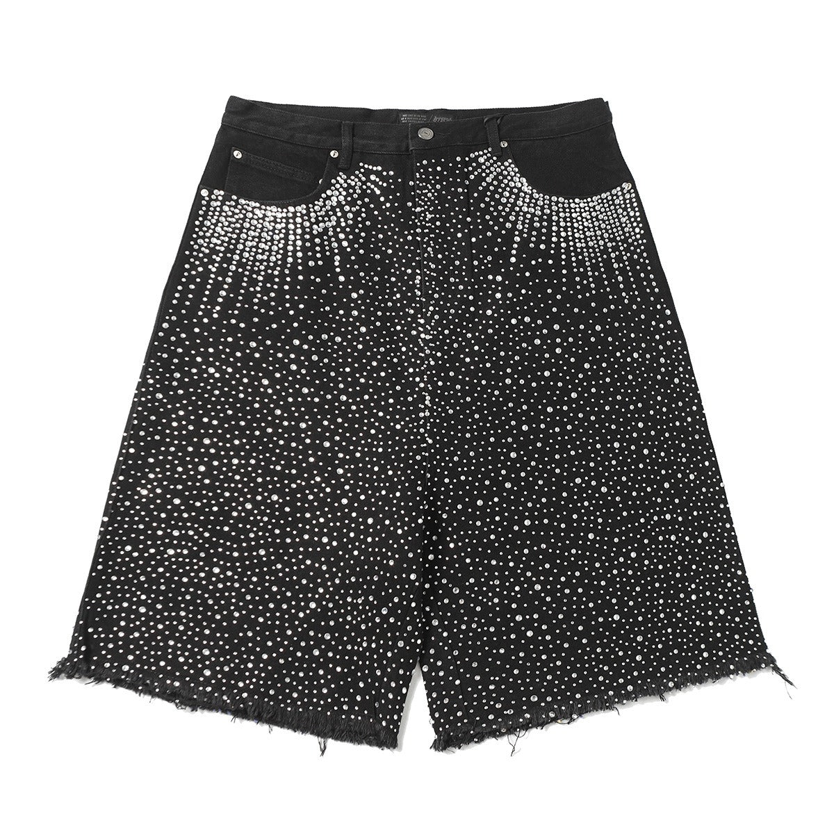 RhineStone Raw Edge Denim Half Shorts MB7352