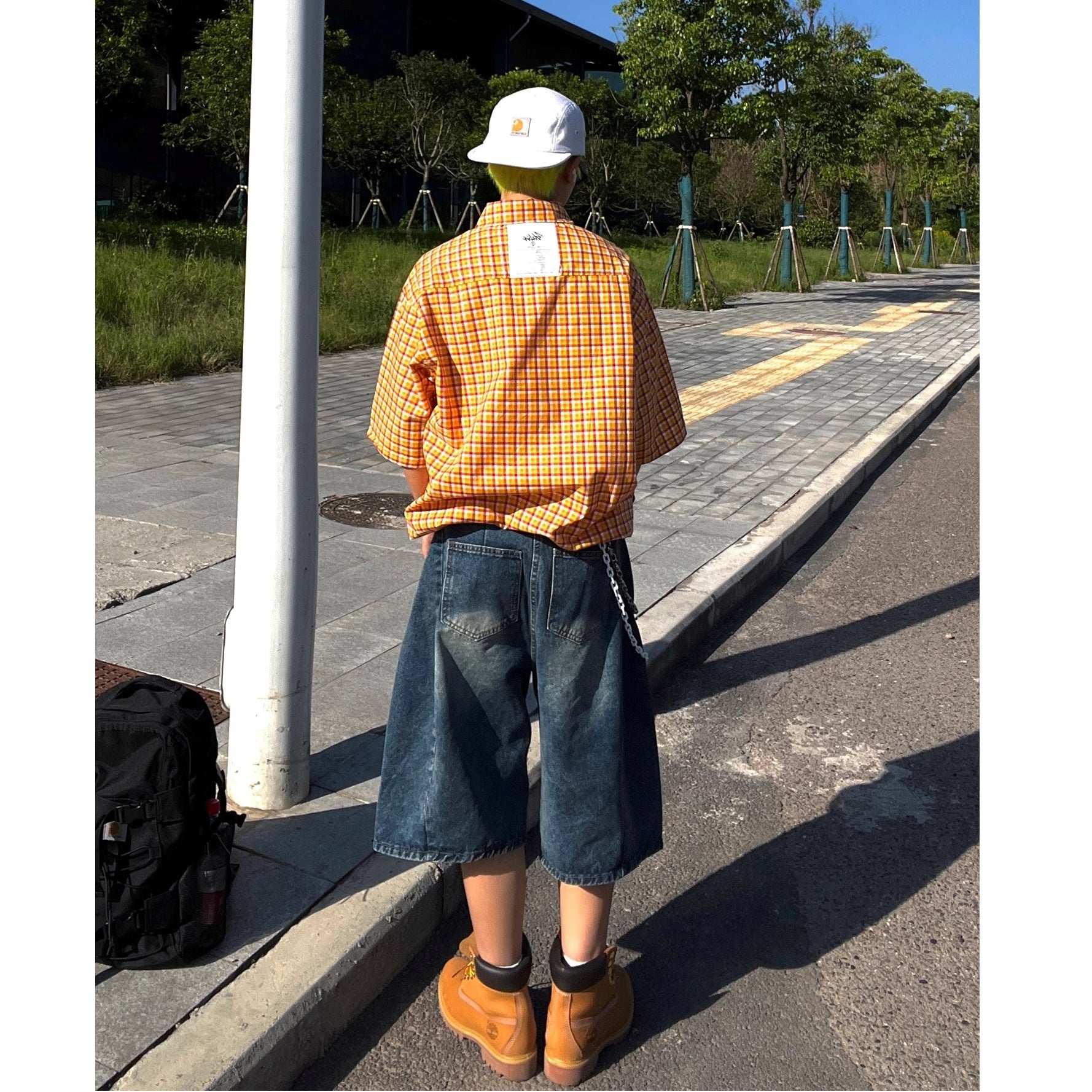 Retro Wash Denim Wide Half Pants EAT175