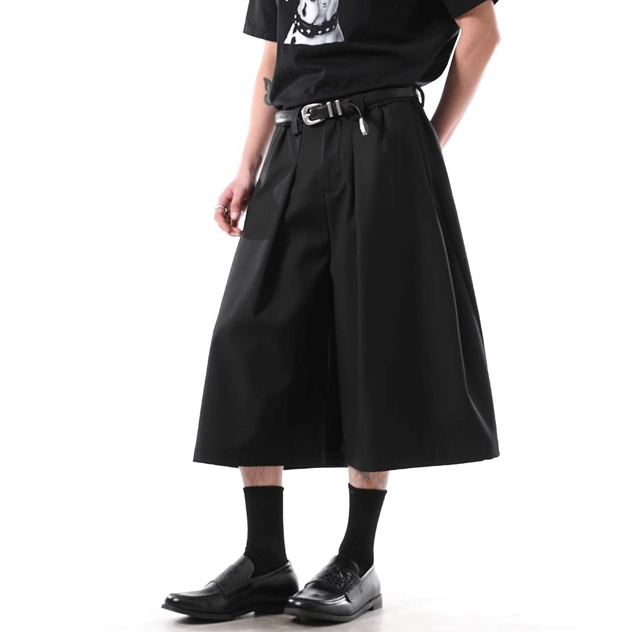 Tuck Design Draped Wide Cropped Pants BL1033