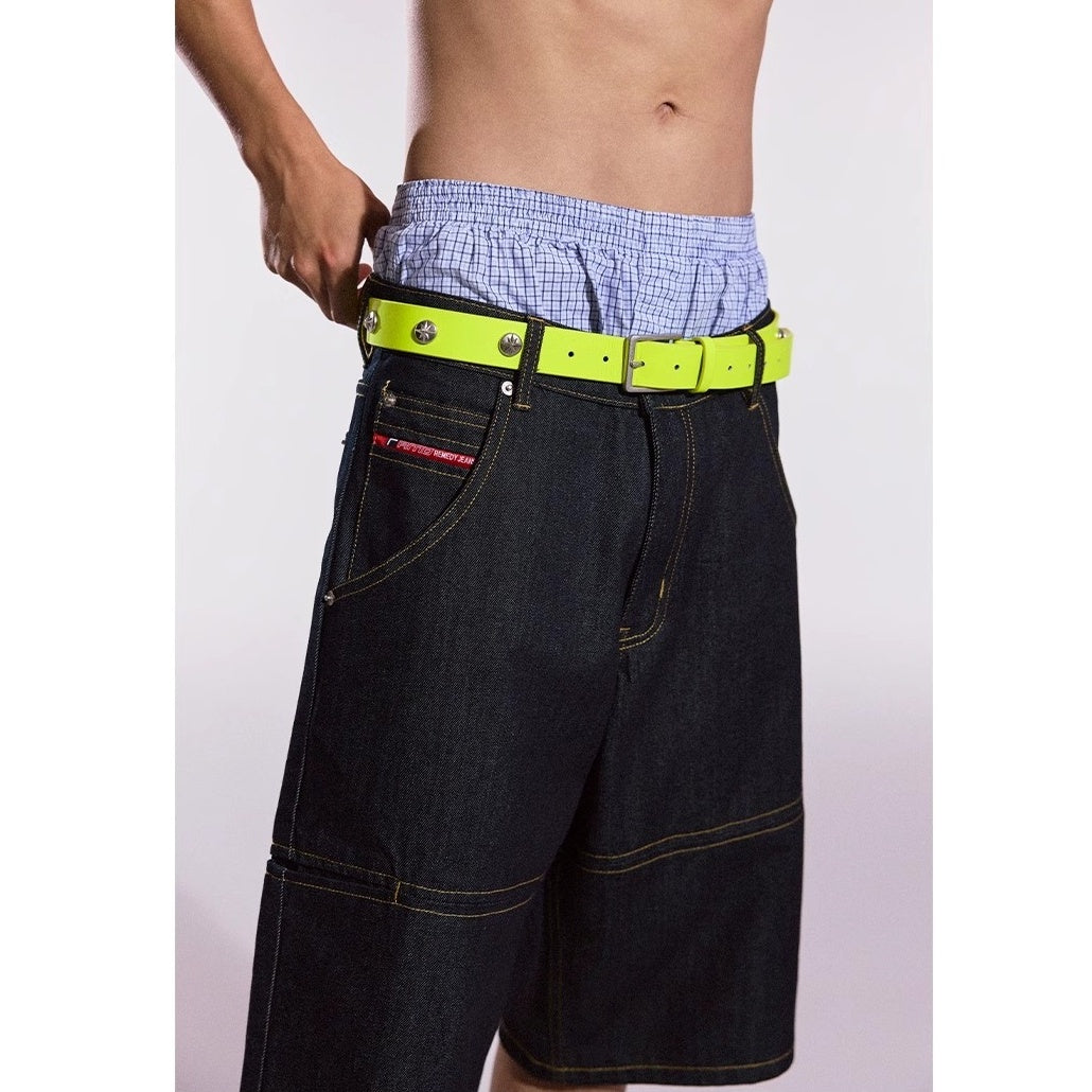 Highlighter Color Rivet Leather Belt MB7367