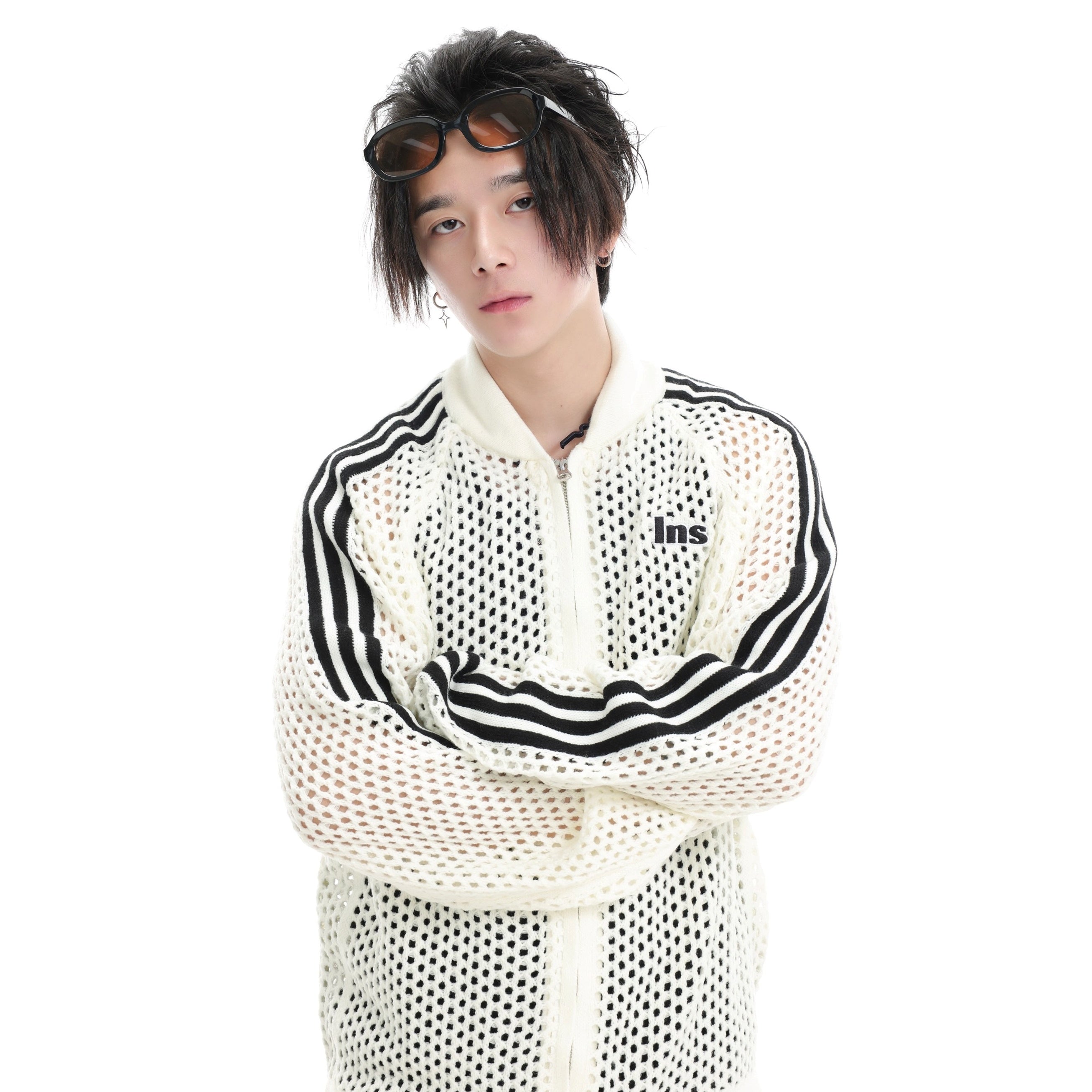 Raglan Mesh Cutout Cardigan Jacket IN7076