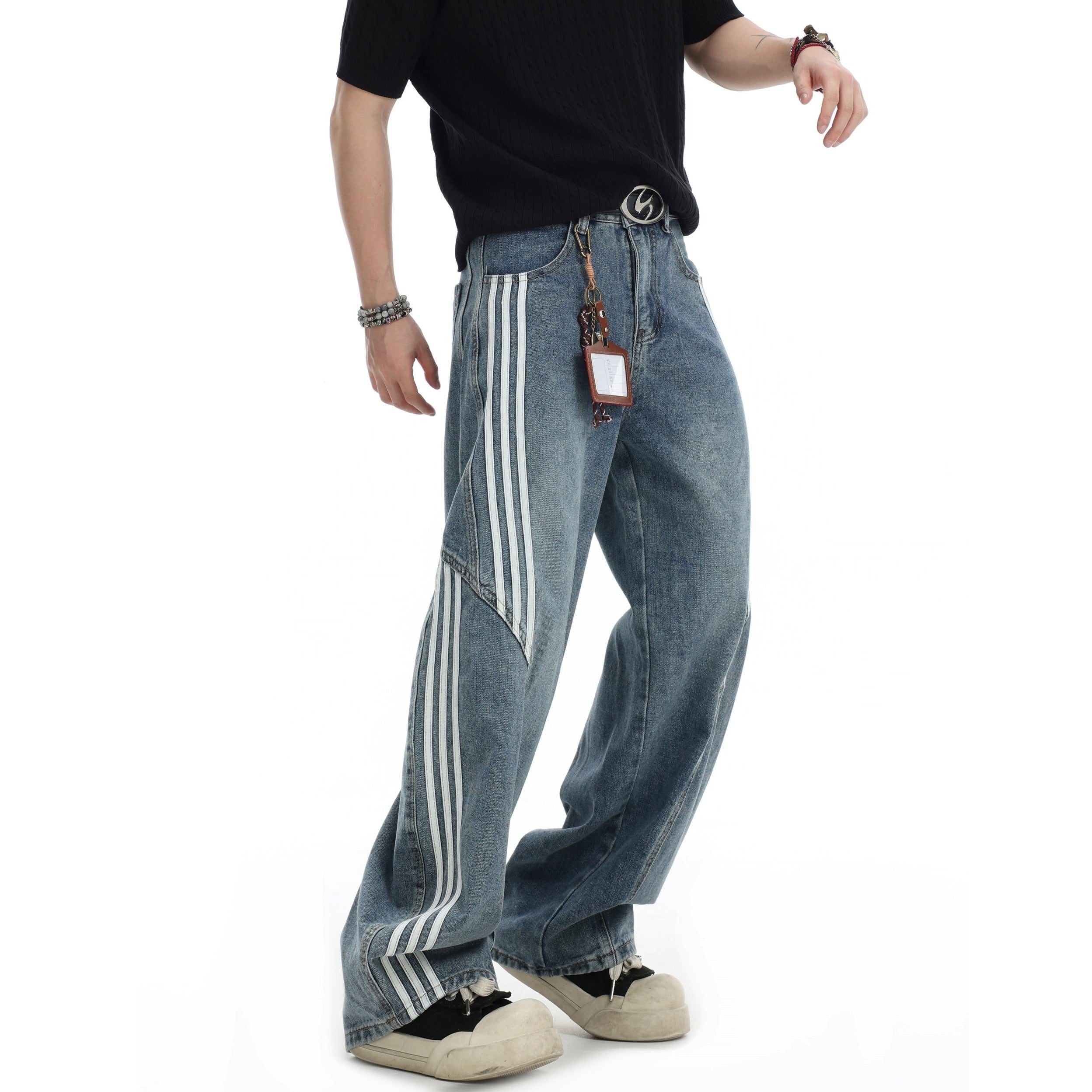 Three-bar Striped Wash Curve Jeans IN7060