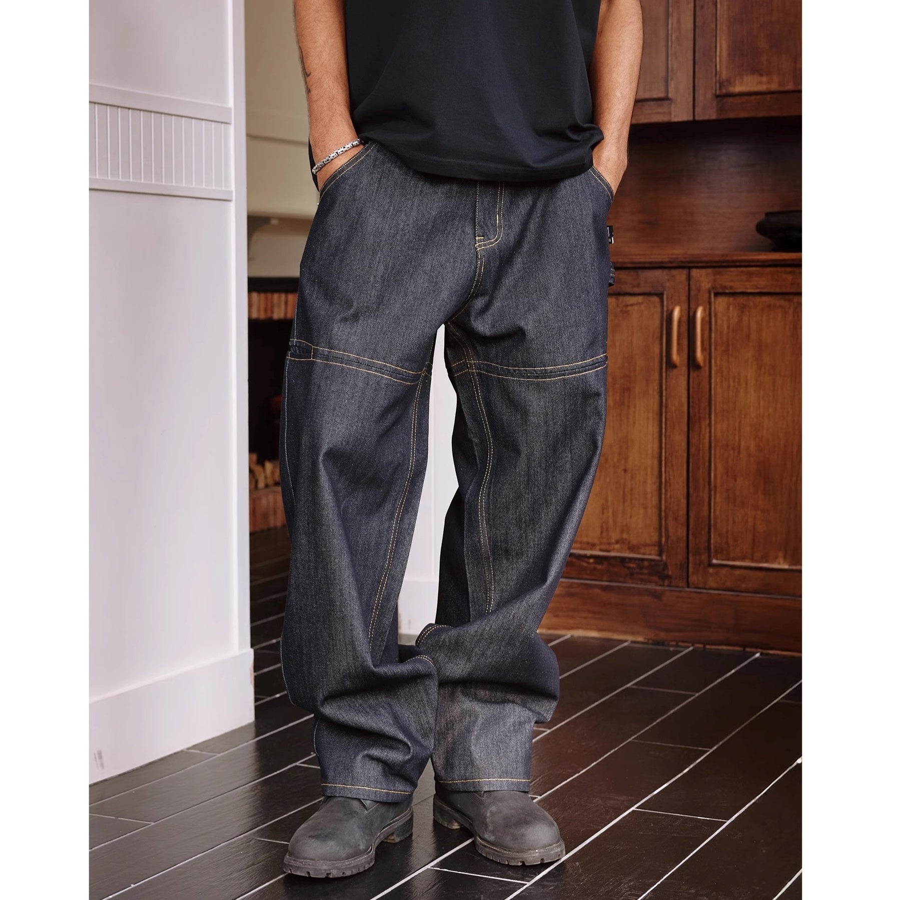 Stitch Design Loose Straight Jeans MB7369